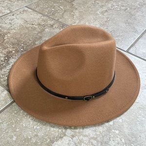 Lanzom Women Lady Retro Wide Brim Floppy Panama Hat Belt Buckle Wool Fedora Hat